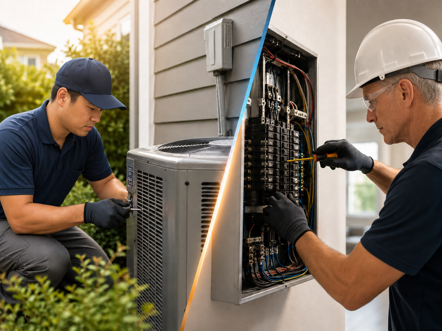 HVAC and electrical panel service support for a home