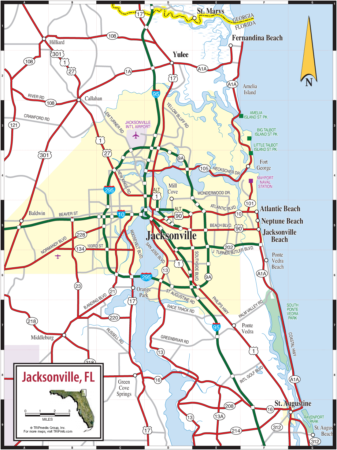 Jacksonville and Northeast Florida service area map